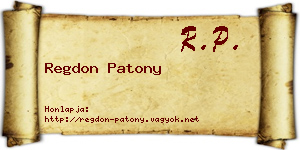 Regdon Patony névjegykártya